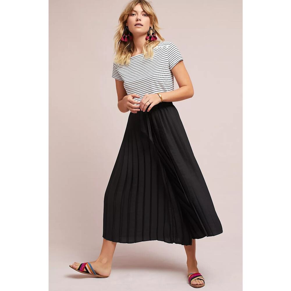 Anthropologie pleated Black Wide Leg Pants